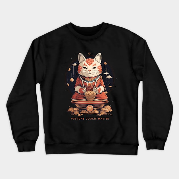 Fortune Cookie Master Asian Cat Crewneck Sweatshirt by origato